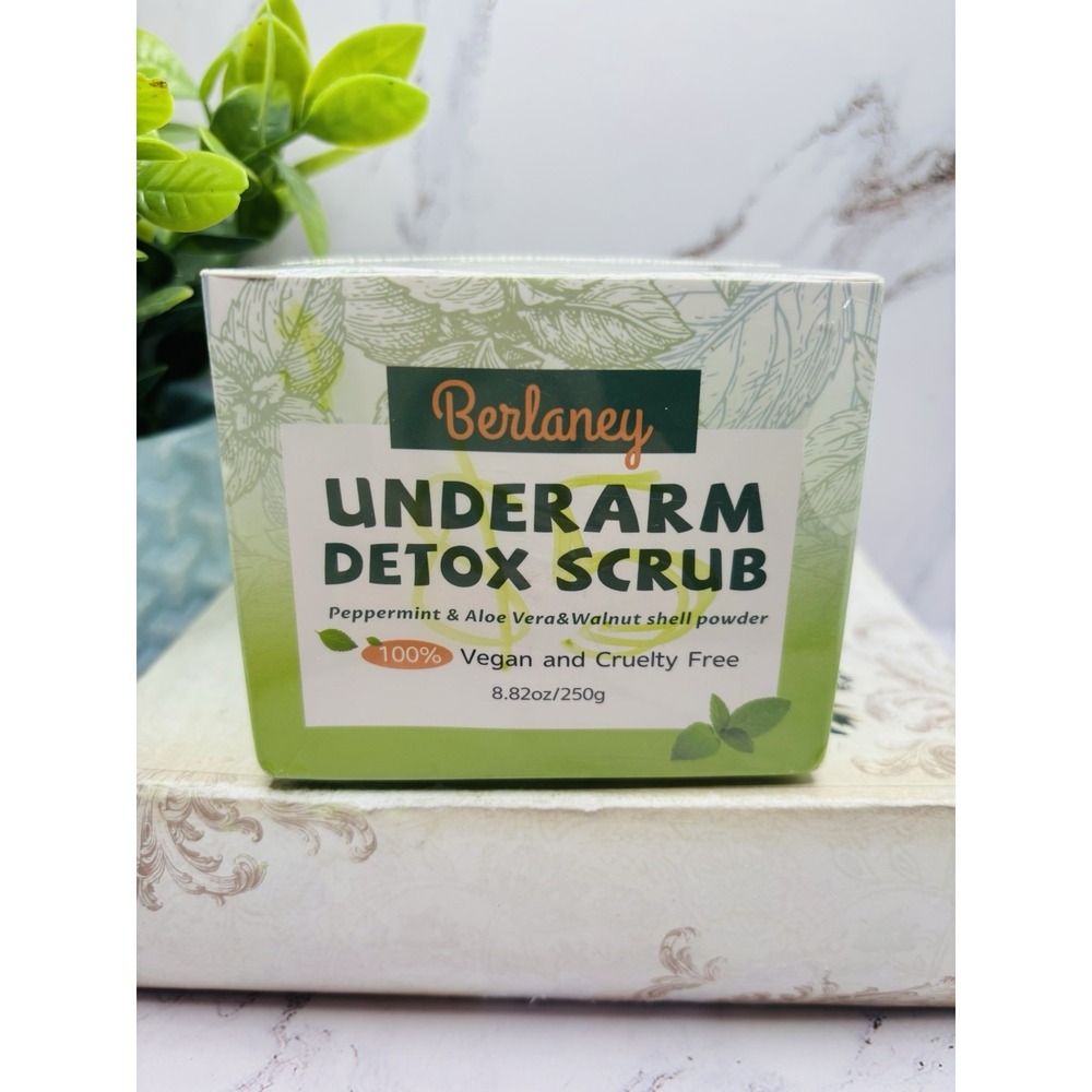 Berlaney Armpit Detox Scrub Peppermint Aloe Vera Walnut Shell Powder 100% Vegan